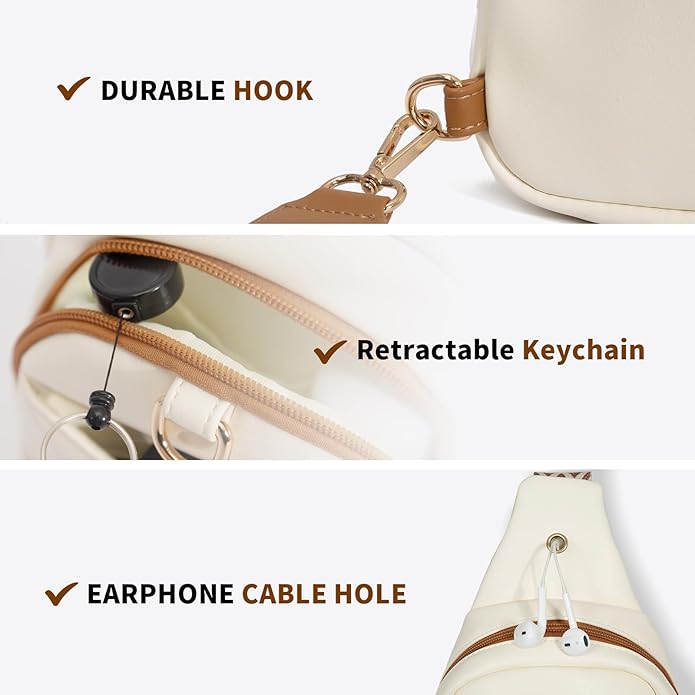 OSOCE Crossbody Bags for Women Sling Bag Anti Theft PU Leather Travel Chest Purse Small Adjustable Strap Fits Large Phone
