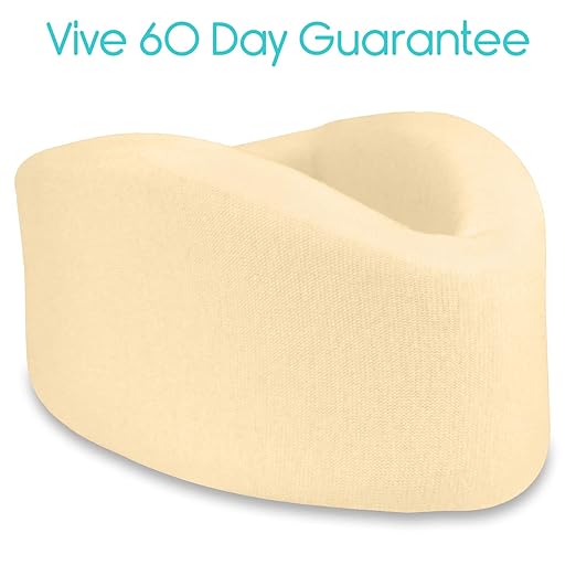 Vive Cervical Collar Neck Brace for Neck Pain and Support for Women & Men - Soft Foam Brace for Pain Relief - Comfortable Corrector Wrap for Posture, Sleeping, Radiculopathy, & Spine (Beige, 4 inch)
