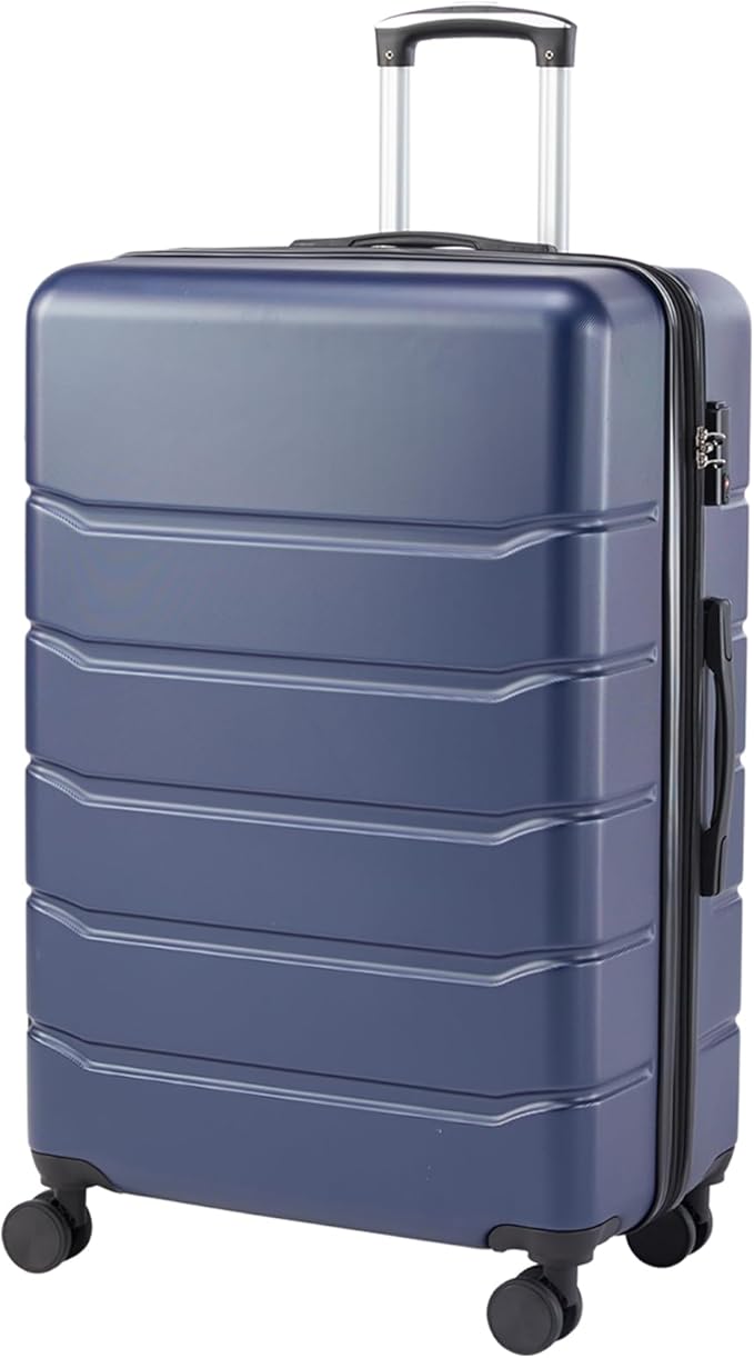 NEWBULIG 28 Inch Checked Luggage, ABS Hard Shell Lightweight Rolling Expandable Suitcase with Smooth Spinner Wheels and TSA Lock for Business Trips and Daily Vacations, Blue