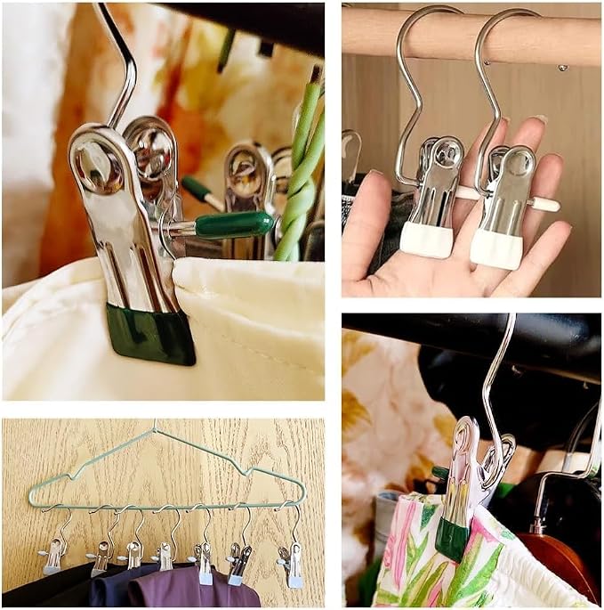 Boot Hangers for Closet, Laundry Hooks with Clips, Boot Hanging Hold Clip, Space Saving Portable Travel Clip, Clip Hangers for Pants Hats Socks Gloves (20, Light Blue)