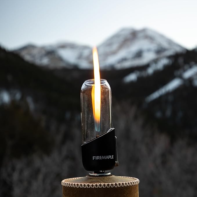 Fire-Maple Orange Camping Lantern Glass, Steel & Aluminum | Propane or Isobutane Fuel Canister Beautiful Lights | NO Mantles Needed | Propane Lanterns for Camping, Emergency Essential