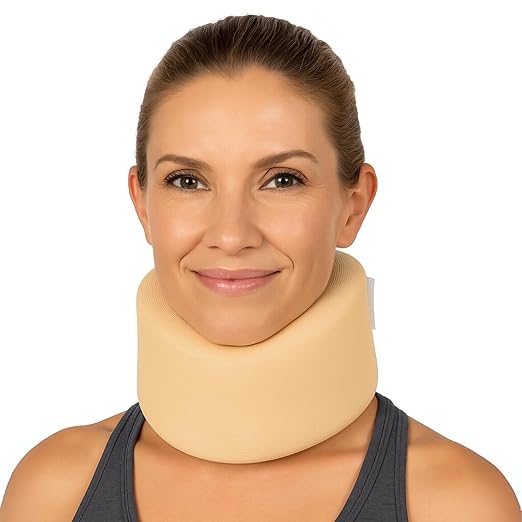 Vive Cervical Collar Neck Brace for Neck Pain and Support for Women & Men - Soft Foam Brace for Pain Relief - Comfortable Corrector Wrap for Posture, Sleeping, Radiculopathy, & Spine (Beige, 4 inch)
