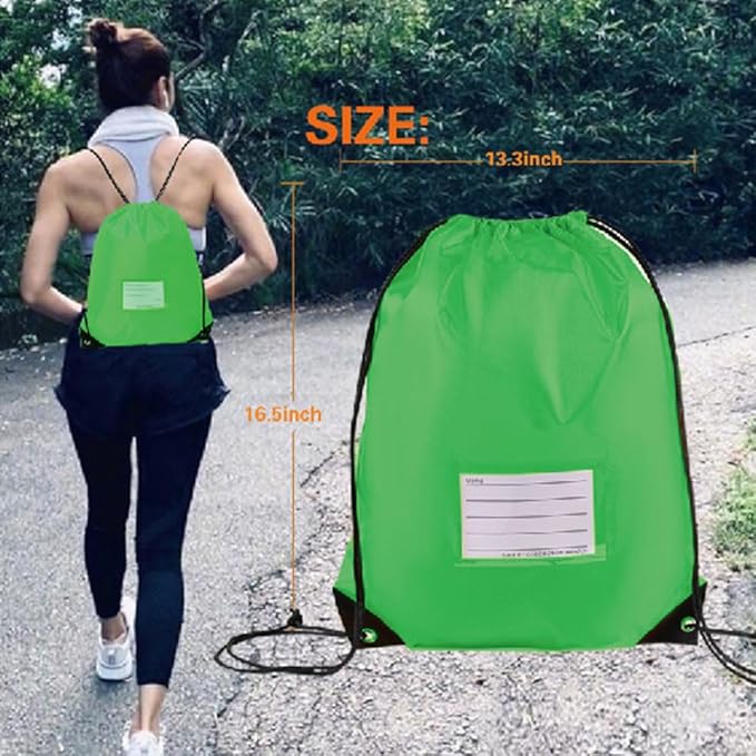 20 Pcs Drawstring Bags,Bulk Draw String Backpack, DIY Gym Sports Cinch Bag Sackpack for Women Men, Green