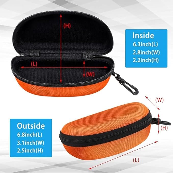 ZONLY 3 Pack Sunglasses Case Portable Travel Zipper Eyeglasses Case Hook With Cleaning Cloth