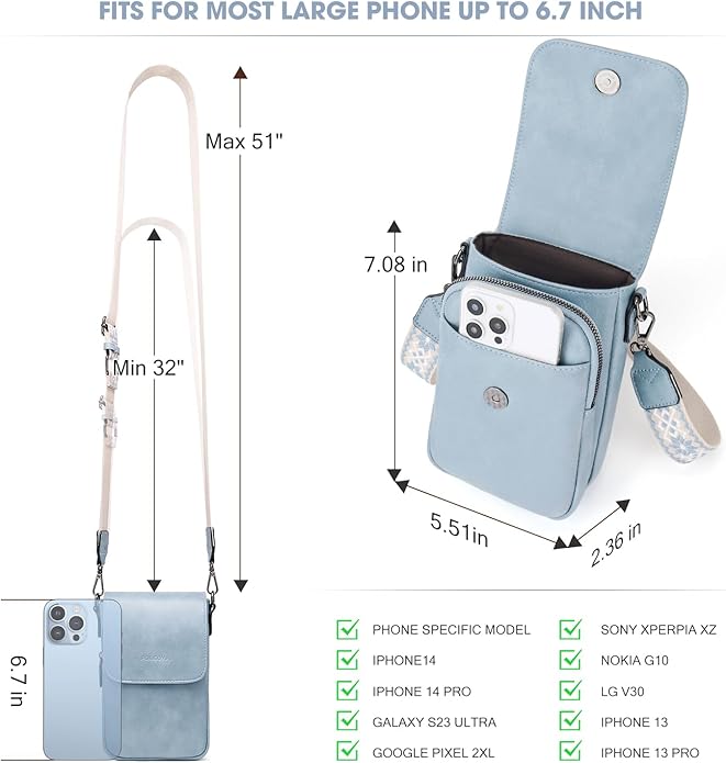 POIUGOYA Crossbody Bags for Women,Small Crossbody Purse with Triple Compartments,Cell Phone Wallet with Card Slots for Travel | Small