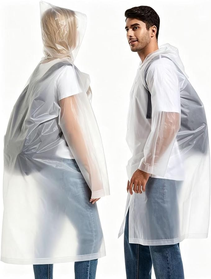 Rain Ponchos for Adults Reusable Raincoats Survival Heavy Duty Military Impermeable 2 Packs Rain Coat…
