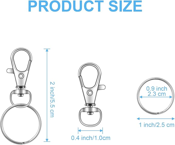 HXSEMAYIG 100PCS Keychain Hooks with Key Rings.. Metal Swivel Lobster Claw Clasps, for Keychain Clip Lanyard, Jewelry Making, Crafts