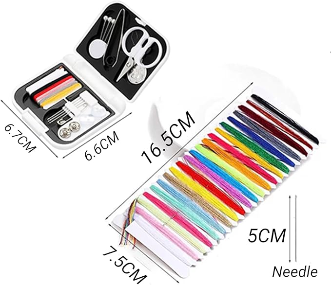 2 Pack Mini Sewing Kit Portable Sewing Supplies for Home Traveler, Adults, Beginner, Emergency, Contains Scissors, Threads, Needles (White)