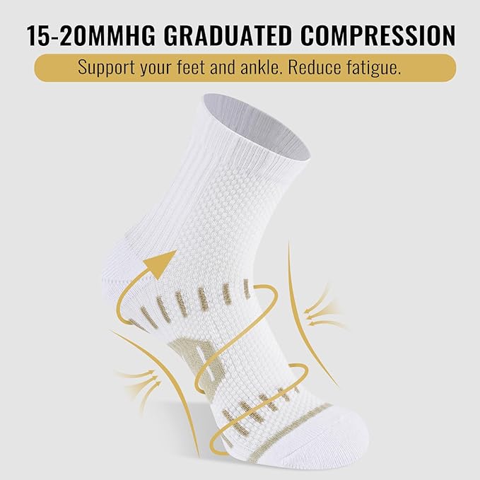 Copper Ankle Compression Socks for Men and Women(6 pairs), Breathable Arch Support Short Running Socks