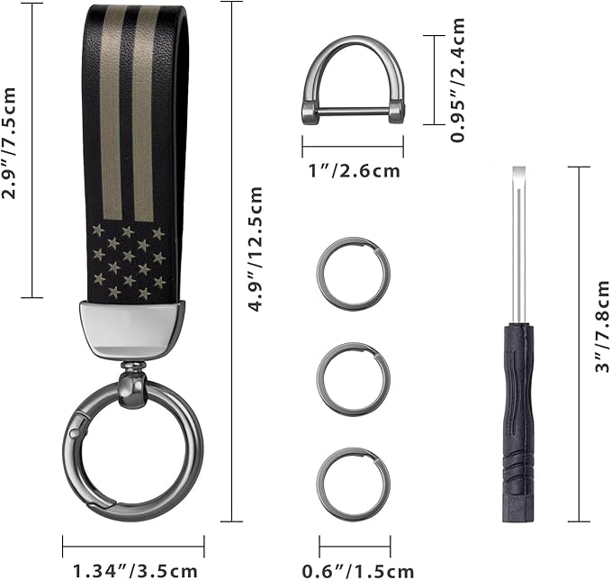 OHKYOOT Leather Car Keychain,Carabiner Clip Key Fob Keychain for Home Car Keys Women Men