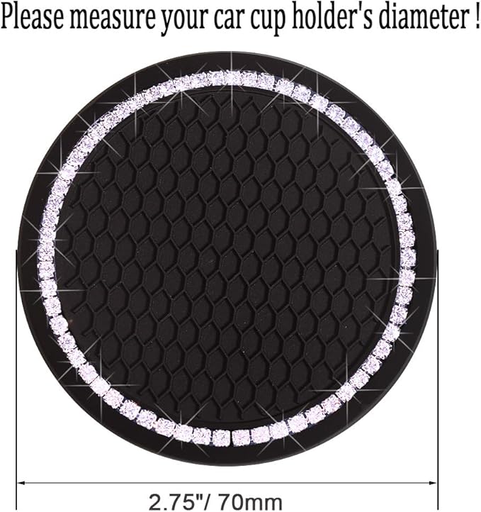 Car Cup Holder Coasters, Bling Cup Holder Insert Coaster Car Interior Accessories-2.75 inch Silicone Anti Slip Car Coaster-Universal (Pack of 2) DBlosp