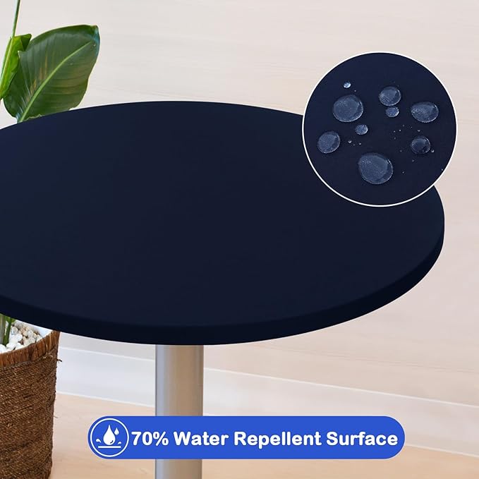 Wolkemer 4 Pack 2 Foot Navy Blue Fitted Tablecloth 24 Inch Round Elastic Edges Table Cloth, Spandex Stretch Table Cover with Machine Washable Fabric for Wedding Party Picnic Dining Indoor Outdoor