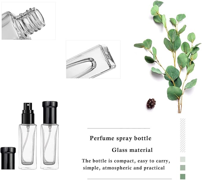 8PCS 10ml Perfume Spray Bottle, Mini Portable Travel Glass Square Spray Bottle,Small Fine Mist Spray Bottle, Refillable Atomizer Sprayer for Perfume, Sample Spray Bottle(Black, 10ml)