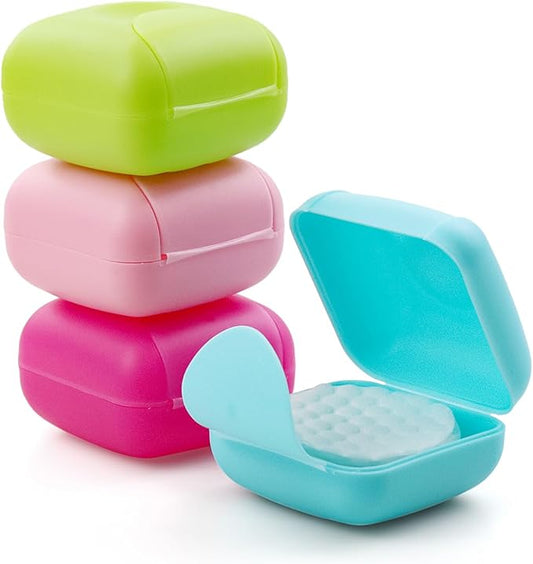 Cosmetic Cotton Pad Holder 4 PCS Plastic Square Holder Multiple Colors Portable Travel and Sealed, Suitable for Makeup Remover Cotton Balls Beads 4 Colors
