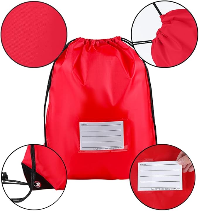 CODOBON 40 Pcs Drawstring Bags,Bulk Draw String Backpack, DIY Gym Sports Cinch Bag Sackpack for Women Men, Red