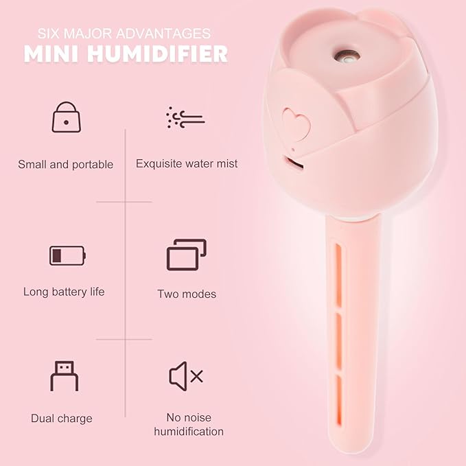 Uonlytech Usb Humidification Rod Portable Mini Humidifier Silent Ultrasonic Air Moisturizer for Bedroom Office Travel