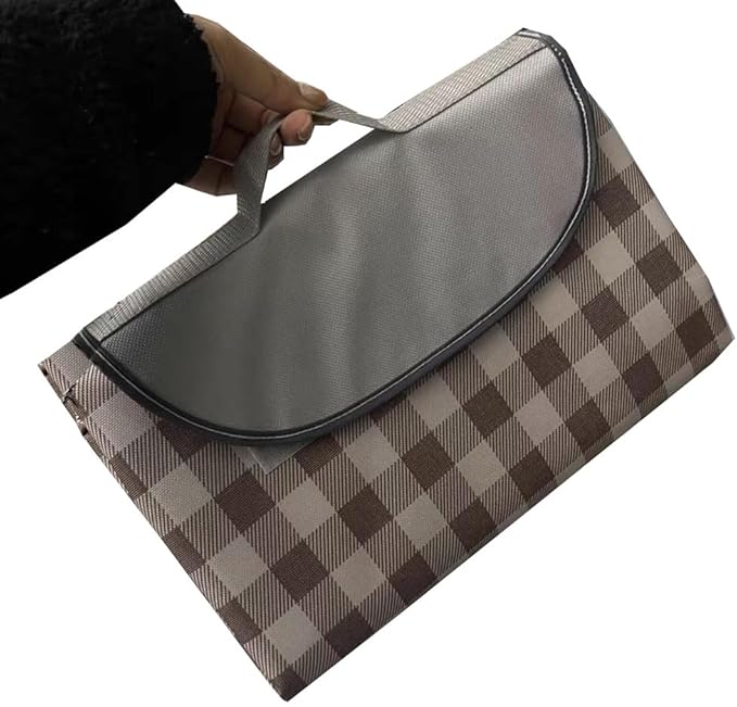 LRUUIDDE Oversize Picnic Beach Blanket, 80''x80'' Outdoor Waterproof Foldable Sandproof Blankets Plaid Picnic Mat for Beach Camping on Grass Picnic Blankets (Brown 2, 80x80in)