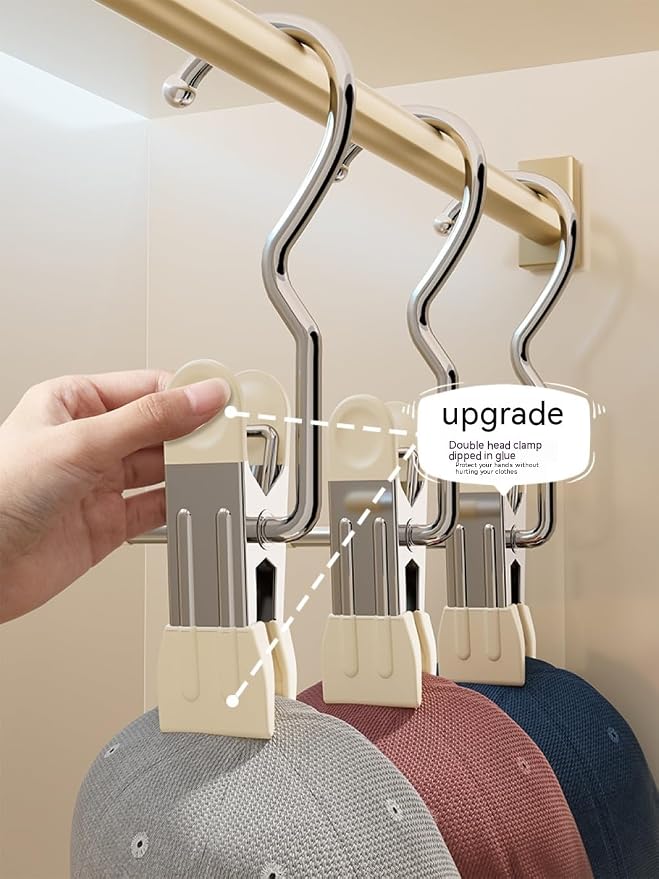 10/30/50Pcs Space-Saving Clothespin, Upgrade Double Head Clamp Dipped Hanger for Closet Hooks Garment Clip Hat Pants Storage Hanging Travel Hook (White, 50PCS)