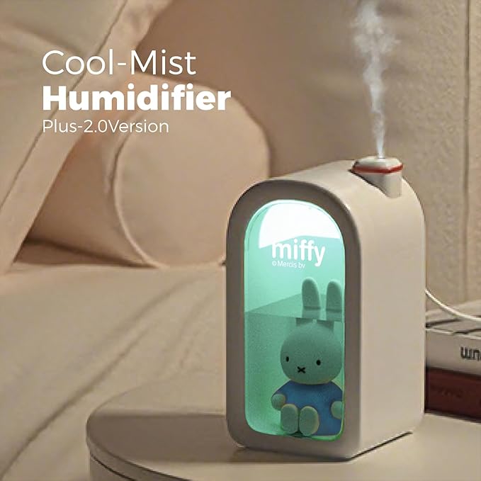 Mipow X Miffy Cool Mist Humidifier - Ultrasonic Quiet Humidifier, Mini Cute Humidifier with Night Light, 380ml for Bedroom, App-Controlled RGB Light (2.0 Plus-Version) - Blue