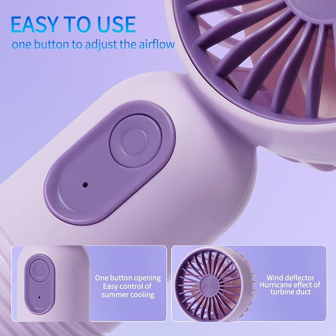 Mini Portable Fan 3 Pack, Cute Handheld Battery Operated Lightweight Small Personal Fans with 3 Speeds and USB Rechargeable Eyelash Fan for Stylish Girl Kids Women Men Office Outdoor Travel Camping