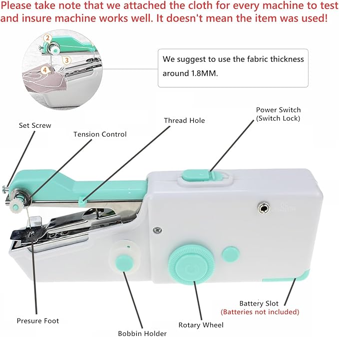 Handheld Sewing Machine for Beginners, Mini Sewing Machine for Quick Stitching with Sewing Kits Suitable for Home,Travel,DIY(Blue)