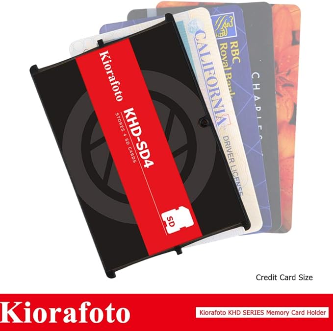 Kiorafoto KHD-SD4 Easy Carry 4 Slots Slim Credit Card Size Lightweight Portable SD Memory Card Case Storage Keeper Holder Protector for 4 SD SDHC SDXC Cards