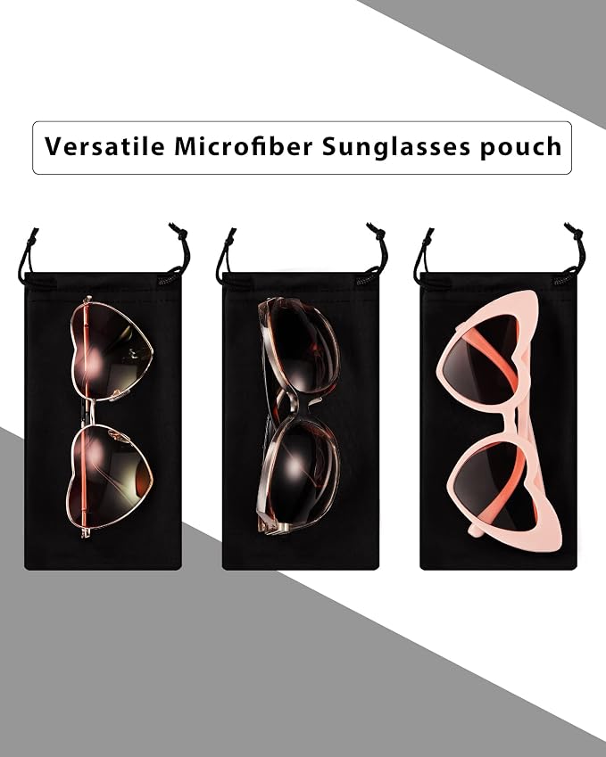 Flutesan 40 Pack Microfiber Case Pouch Bag Glasses Sunglasses Case with 2 Pieces Cleaning Cloth