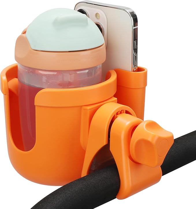 Accmor Stroller Cup Holder with Phone Holder, Bike Cup Holder, Universal Cup Holder for Uppababy Nuna Doona Strollers, 2-in-1 Cup Holder for Walker, Wheelchair, Scooter