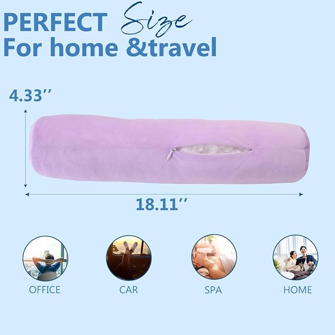 Health Cervical Neck Roll, Comfortable and Highly Resilient Bolster Pillows, Round Neck Pillows Support for Sleeping | Large Size Bolster Pillow for Bed, Legs, Back and Yoga (Purple 81)