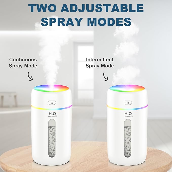 ZPP Humidifier for Bedroom Portable Mini Humidifier with 7-color Lights for Car,Home,Office,Travel with Night Light, Auto Shut-Off
