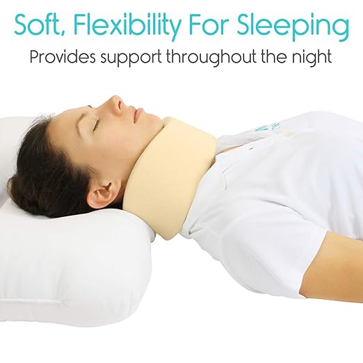 Vive Cervical Collar Neck Brace for Neck Pain and Support for Women & Men - Soft Foam Brace for Pain Relief - Comfortable Corrector Wrap for Posture, Sleeping, Radiculopathy, & Spine (Beige, 4 inch)