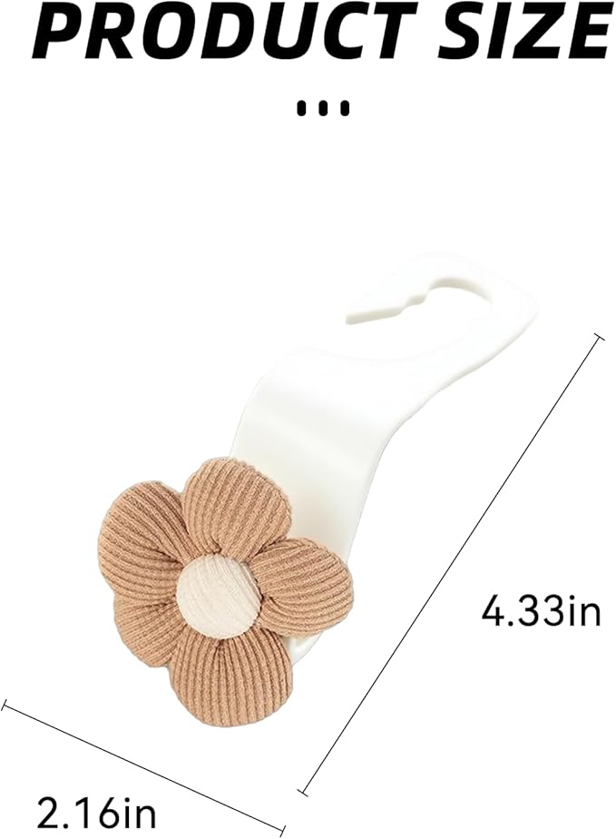 4PCS Car Headrest Hooks, Cute Flower Car Seat Organizer Hooks, Portable Seatback Organizer Hanger for Purses and Bags, Universal Automotive Accessories for SUV, Sedan, Truck (Orange/White)