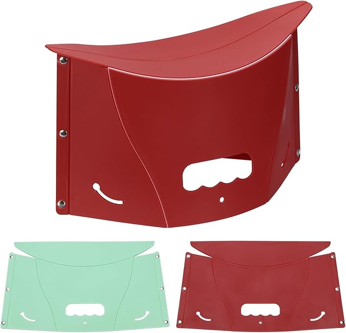PATIKIL Travel Foot Rest, Portable Airplane Footrest with Handbag Function Lightweight Foldable Foot Stool to Relieve Back & Knee Pain for Long Flight Outdoor Camping, Red, Pale Green