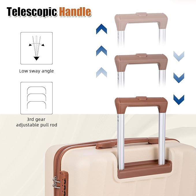 Luggage Sets 6 Piece Suitcases with Wheels,ABS Hard Case Suitcases with Spinner Wheels,Durable Travel Luggage(Beige, 6 Piece Set(16"/20"/24"/28))