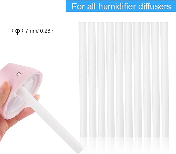Humidifier Filter, 10 Pieces Cotton Refill Travel Mini Humidifier Filters Sticks Car Filters Replacement Parts for Portable Personal USB Powered Smart H20 in Office Bedroom(7 x 130mm)
