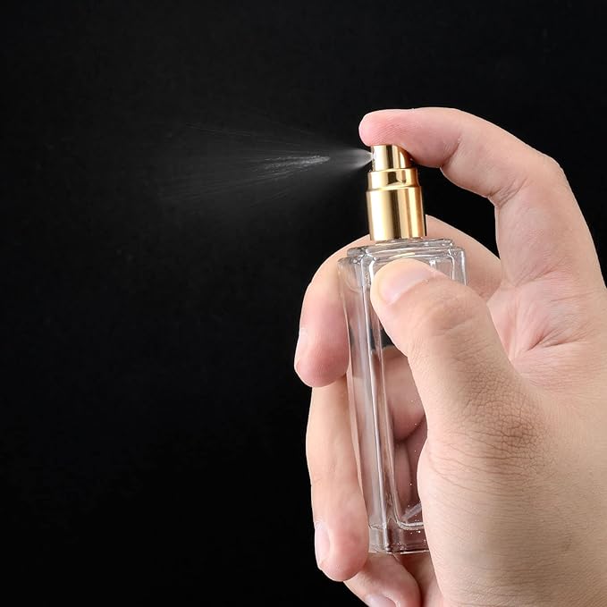 30 ml Glass Spray Bottle, 1 oz Perfume Bottles Empty, Glass Atomizer, Small Travel Atomizer Bottle Refillable (6 PCS, Gold)