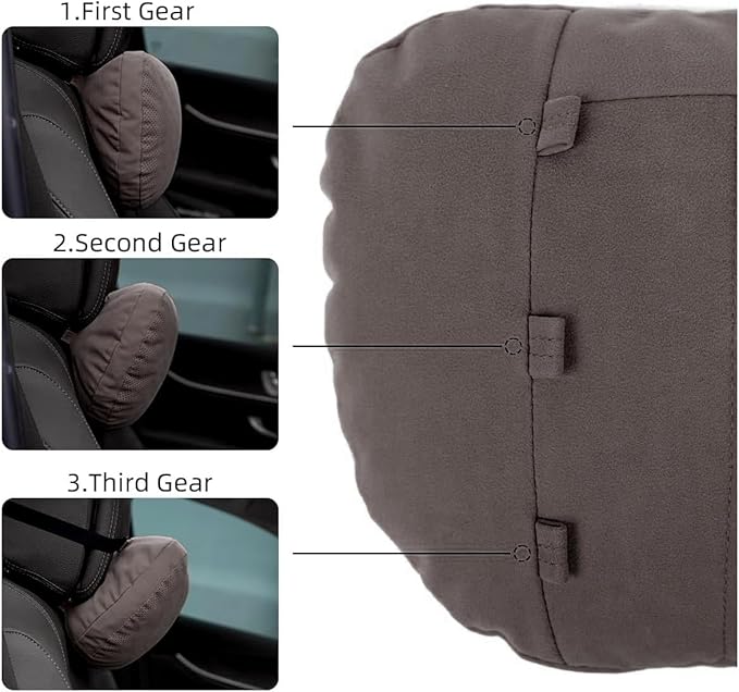 2 Pcs Car Headrest Neck Pillow for Driving,Universal Premium Suede Leather Soft and Comfortable Headrest,Three Gears of Height Adjustment Car Seat Headrest Pillow Car Interior Accessories