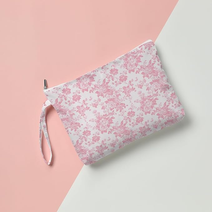 Fokongna Floral Print Wet Bag, Small Portable Waterproof Multi-Functional Organizer for Women, Soft Pink Ditsy Blossom,Ideal for Daily, Beach & Travel,
