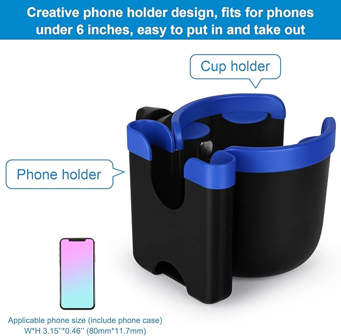 Accmor Stroller Cup Holder with Phone Holder, Bike Cup Holder, Universal Cup Holder for Uppababy Nuna Doona Strollers, 2-in-1 Cup Holder for Walker, Wheelchair, Scooter