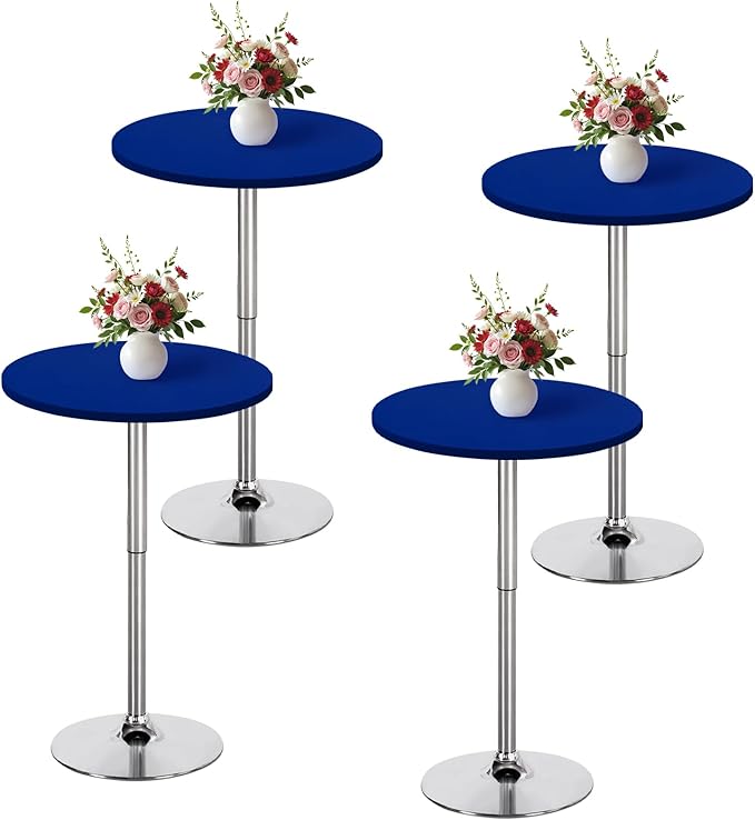 Wolkemer 4 Pack Blue Fitted Tablecloth 30 Inch Round Elastic Edges Table Cloth, Spandex Stretch Table Cover with Machine Washable Fabric for Wedding Party Picnic Dining Indoor Outdoor