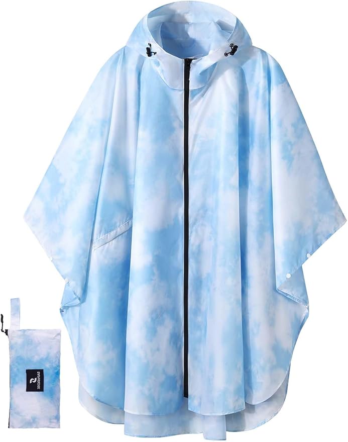 SaphiRose Unisex Rain Poncho Waterproof Raincoat Hooded for Adults Women with Pockets