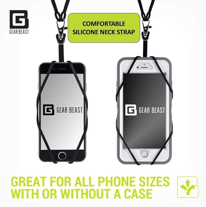 Gear Beast Cell Phone Lanyard - Universal Neck Phone Holder w/Card Pocket and Silicone Neck Strap - Compatible with Most Smartphones, Purple