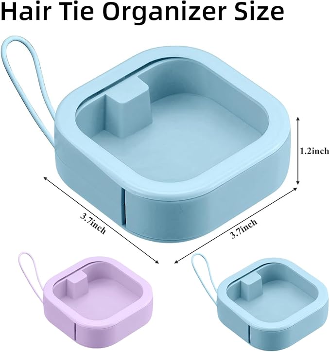 Hair Tie Organizer,Portable Travel Qtip Holder,Bathroom Storage Organizer Qtip Dispenser Cotton Swabs Dispenser Kids Hair Accessory Box with Lid for Bathroom (2PCS,Purple)