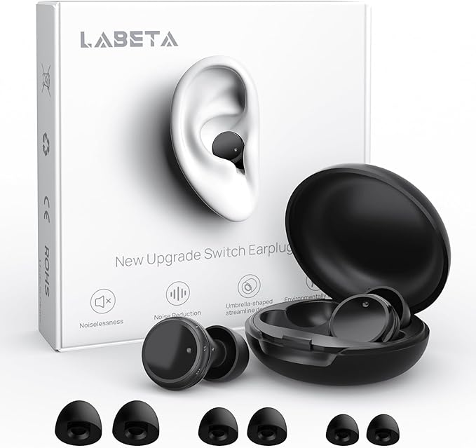 Switchable Concert Ear Plugs for Noise Reduction, Multi-Size Sllicone Earbuds, 3 Noise Relief Modes for Focus, Study, Work and Travel,Hearing Protection, Reusable Ear Plugs (Comfort Varies by Person)