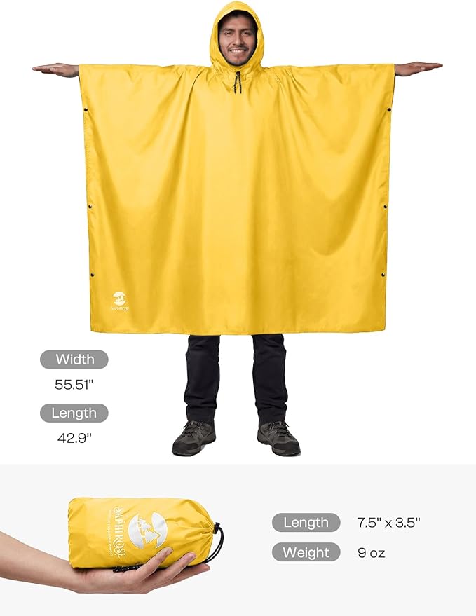 SaphiRose Hooded Rain Poncho Waterproof Raincoat Jacket for Men Women Adults