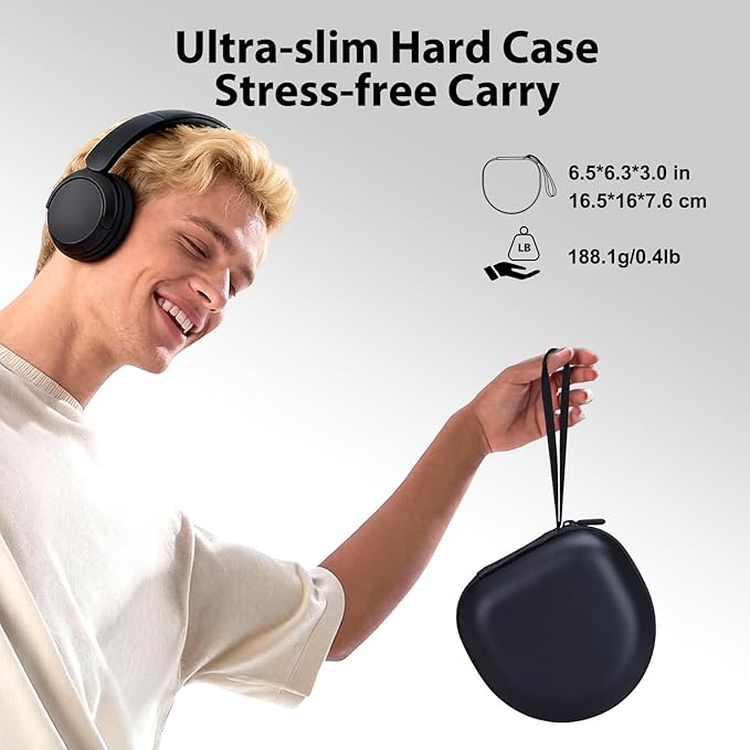Headphone Case Compatible with JBL/Beats/BERIBES/Jlab/Picun/TOZO/KVIDIO/Soundcore Anker/Skullcandy Noise Cancelling Over-Ear Headphones, Pearl Black