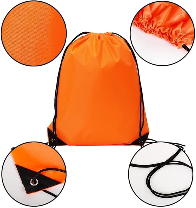 CODOBON 40 Pcs Drawstring Backpack Bulk Draw String Bags Cinch Polyester Bag for Gym Sport, Orange