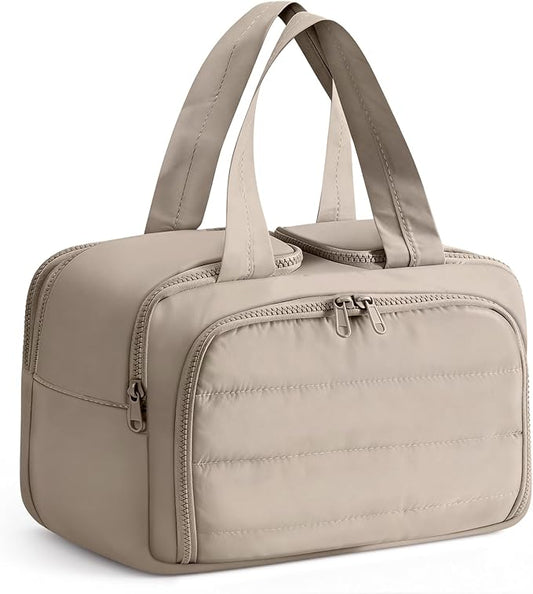 Travel Makeup Bag, Portable Travel Bag with Hanging Hook for Women, Waterproof and Hanging Toiletry Bags Travel Organizer Accessories for Travel Essentials,Brown