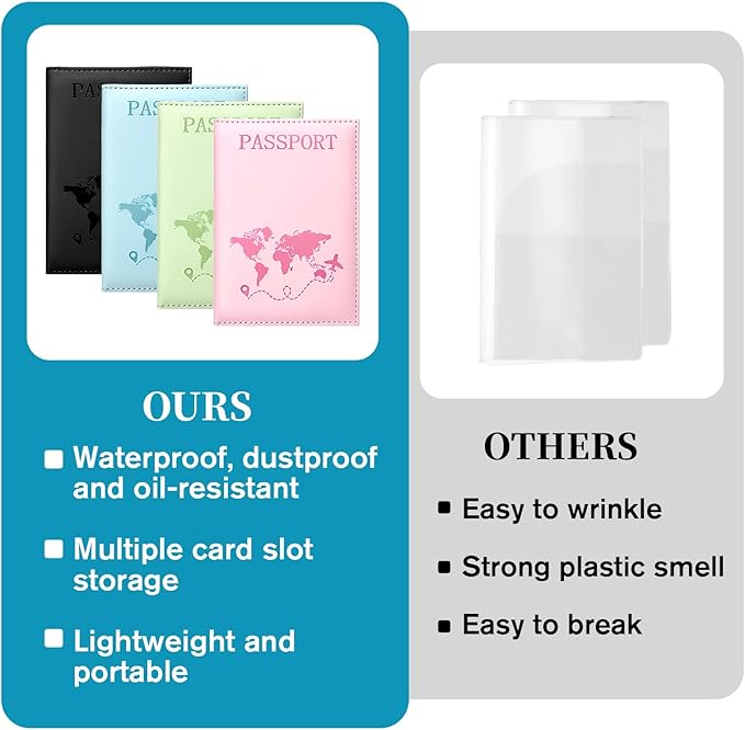4 Pcs Passport Holder For Travel, Passport Covers Wallet Cover Case, Porta Pasaporte Sleeve Blocking Leather Travel Accessories For Women And Men