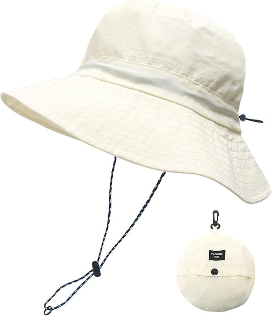 PFFY Packable Sun Bucket Hat for Men Women Outdoor UV Protection Sun Hats Waterproof Lightweight Hiking Outdoor Cap